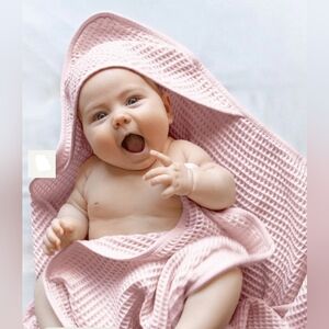 Soft Adorable Gentle Hooded Baby Towel in Rose No Chemicals! Sustainable